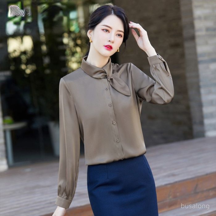 レディース シャツ ママシャツ エレ穏やかな3色選び トップス Vネック 袖 長 カジュアル風 ブラウス 着痩 春夏 きれいめ オシャレ 