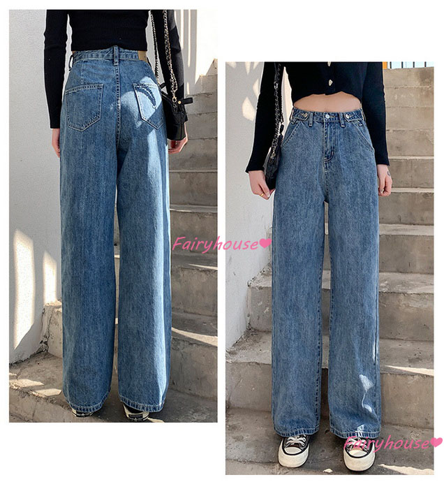 ジーンズ レディース デニムパンツ ストレート ジーパン ワイドパンツ ウエスト オシャレ30代 ゆったり着痩せ 春夏 ズボン ロングデニムワイドパンツ 秋冬 