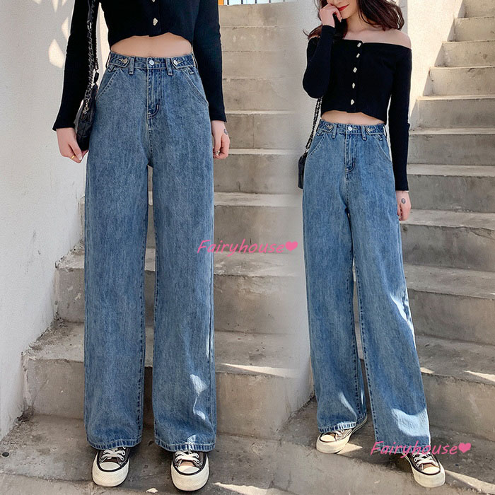 ジーンズ レディース デニムパンツ ストレート ジーパン ワイドパンツ ウエスト オシャレ30代 ゆったり着痩せ 春夏 ズボン ロングデニムワイドパンツ 秋冬 