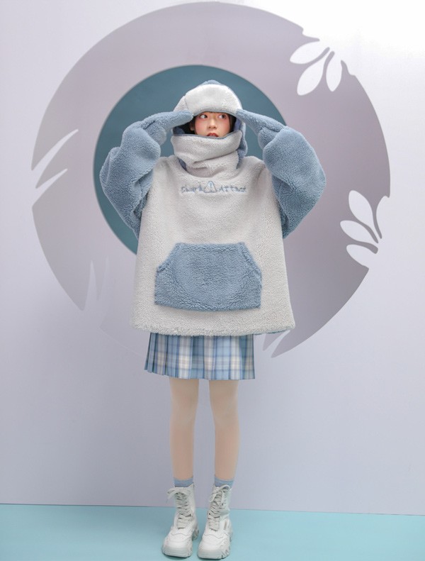 サメ もこもこ レディース 冬 部屋着 ボア 厚手 誕生日 長袖 コート プルオーバー トップス アウター 男女兼用 ゆったり 普段着 