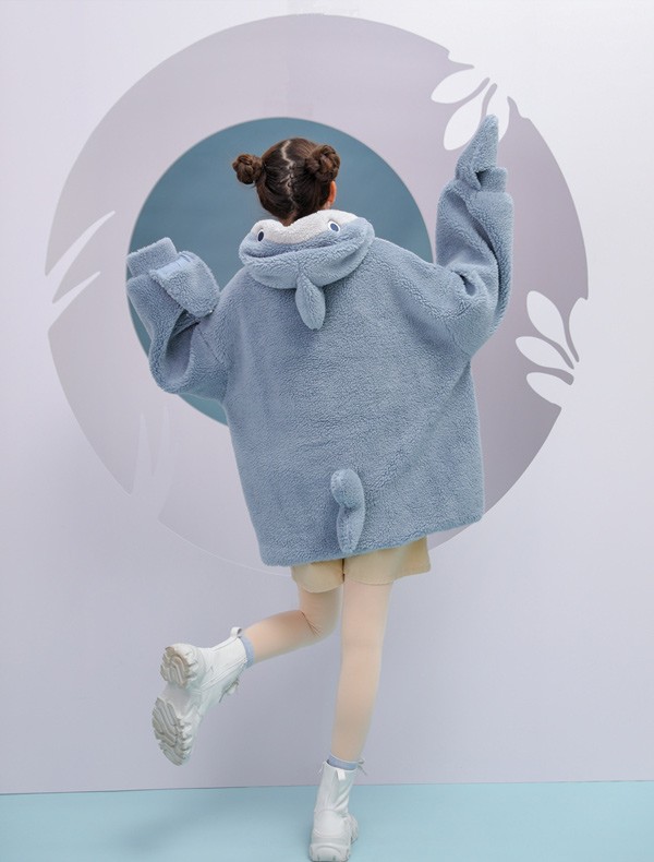 サメ もこもこ レディース 冬 部屋着 ボア 厚手 誕生日 長袖 コート プルオーバー トップス アウター 男女兼用 ゆったり 普段着 