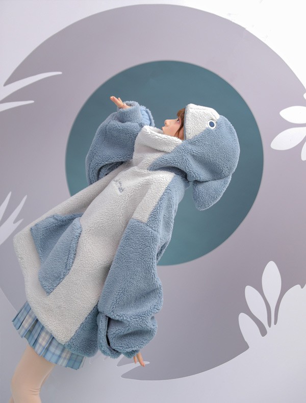 サメ もこもこ レディース 冬 部屋着 ボア 厚手 誕生日 長袖 コート プルオーバー トップス アウター 男女兼用 ゆったり 普段着 