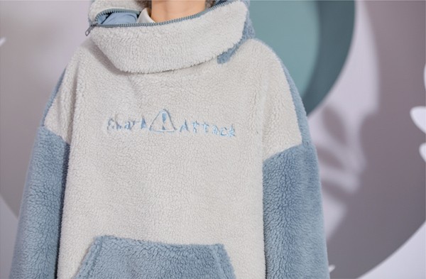 サメ もこもこ レディース 冬 部屋着 ボア 厚手 誕生日 長袖 コート プルオーバー トップス アウター 男女兼用 ゆったり 普段着 