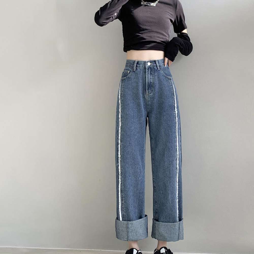 デニム ワイド パンツ ハイウエスト 脚長  