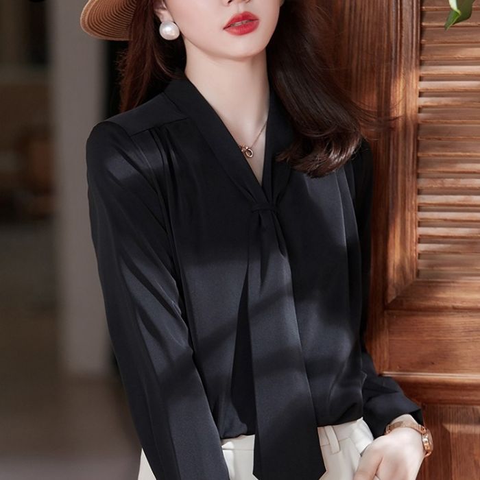 レディース シャツ トップス Vネック カッコイイブラウス 春夏 きれいめ オシャレ 着痩 カジュアル風 