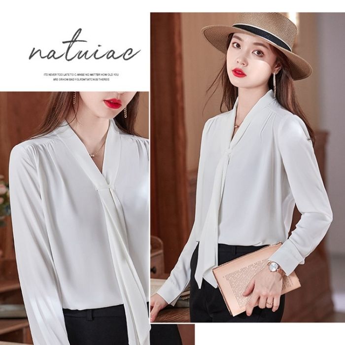 レディース シャツ トップス Vネック カッコイイブラウス 春夏 きれいめ オシャレ 着痩 カジュアル風 