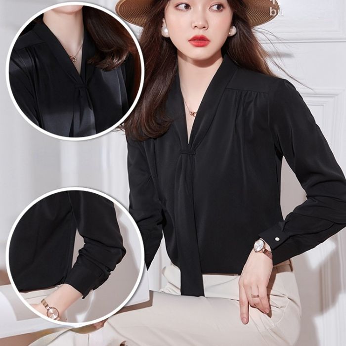 レディース シャツ トップス Vネック カッコイイブラウス 春夏 きれいめ オシャレ 着痩 カジュアル風 