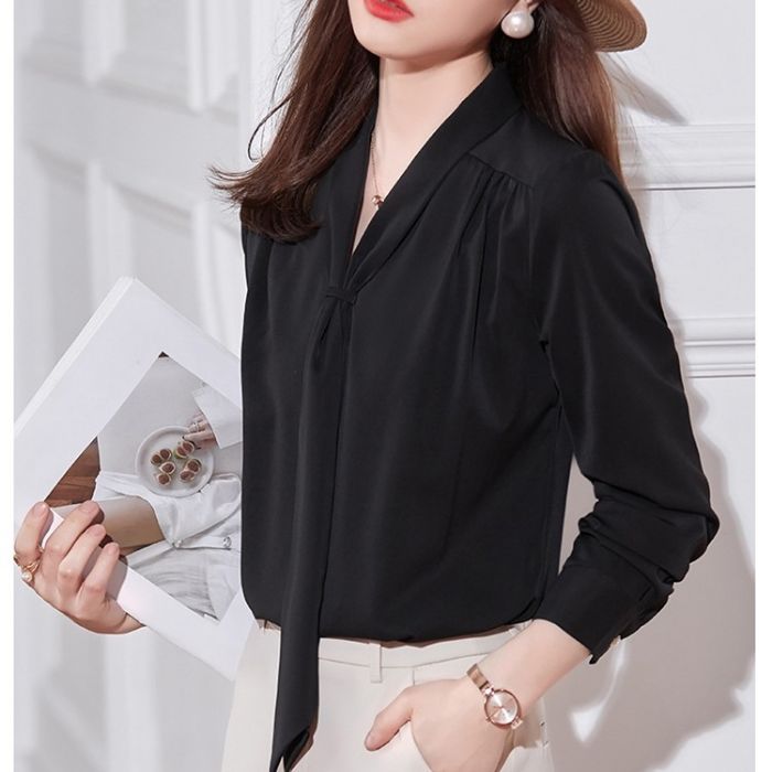 レディース シャツ トップス Vネック カッコイイブラウス 春夏 きれいめ オシャレ 着痩 カジュアル風 