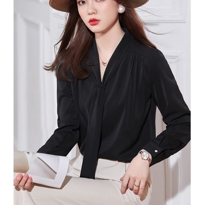 レディース シャツ トップス Vネック カッコイイブラウス 春夏 きれいめ オシャレ 着痩 カジュアル風 