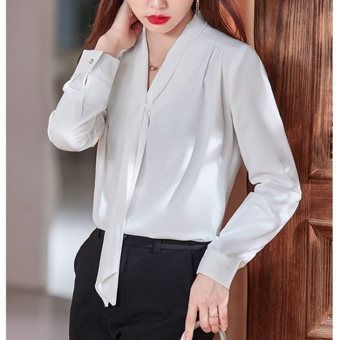 レディース シャツ トップス Vネック カッコイイブラウス 春夏 きれいめ オシャレ 着痩 カジュアル風 