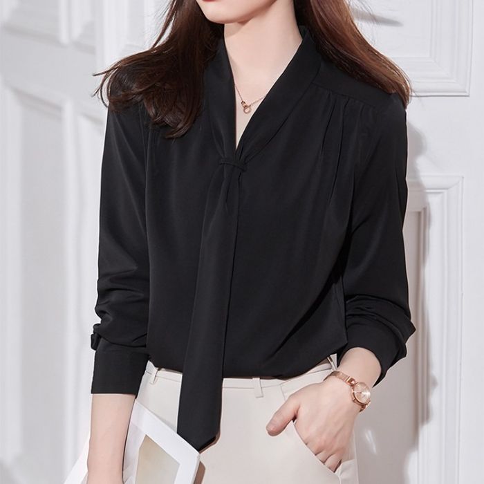 レディース シャツ トップス Vネック カッコイイブラウス 春夏 きれいめ オシャレ 着痩 カジュアル風 