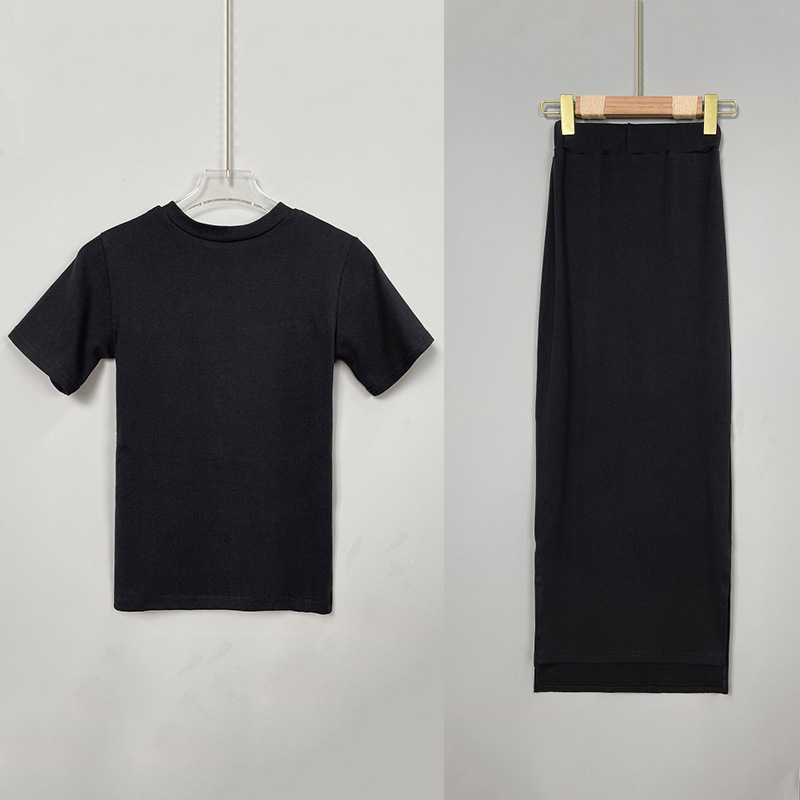 半袖Tシャツ スカート セットアップ 2点セット レディース 無地 カジュアル ロング丈 きれいめ タイトスカート スリム おしゃれ コーディネート ボディコン 