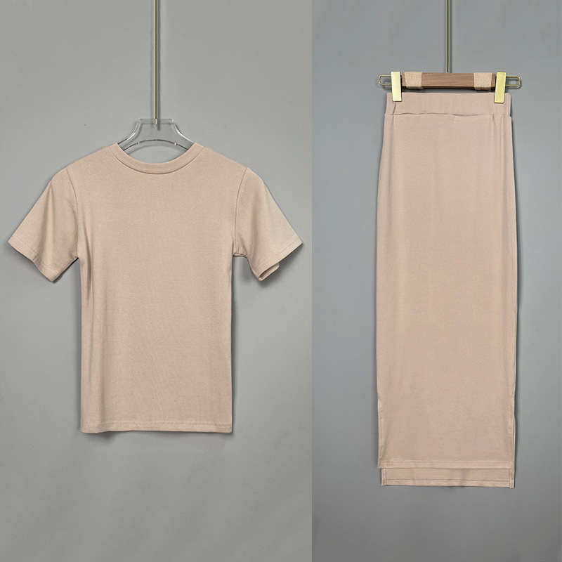 半袖Tシャツ スカート セットアップ 2点セット レディース 無地 カジュアル ロング丈 きれいめ タイトスカート スリム おしゃれ コーディネート ボディコン 