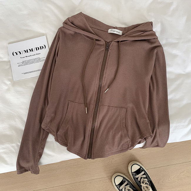 送料無料 レディース ジップアップ 前開き カジュアル トップス サマー冷房対策 夏 ジャケット 長袖 フード付き 不規則裾 秋 春 