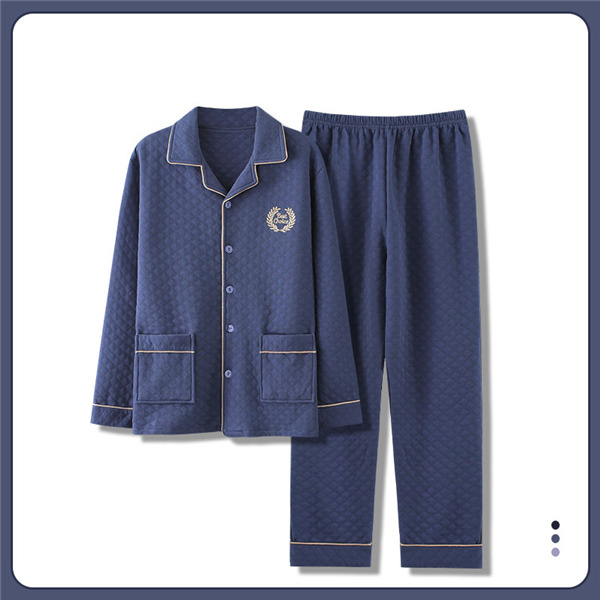 メンズ パジャマ キルトパジャマ 中綿 前開き ルームウェア セットアップ 襟付き 保温 部屋着 寝間着 長袖長ズボン チェック柄 秋冬 上下セット 