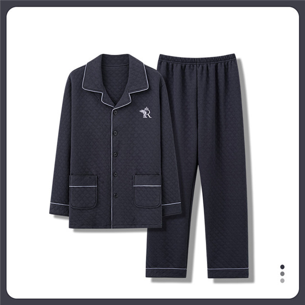 メンズ パジャマ キルトパジャマ 中綿 前開き ルームウェア セットアップ 襟付き 保温 部屋着 寝間着 長袖長ズボン チェック柄 秋冬 上下セット 