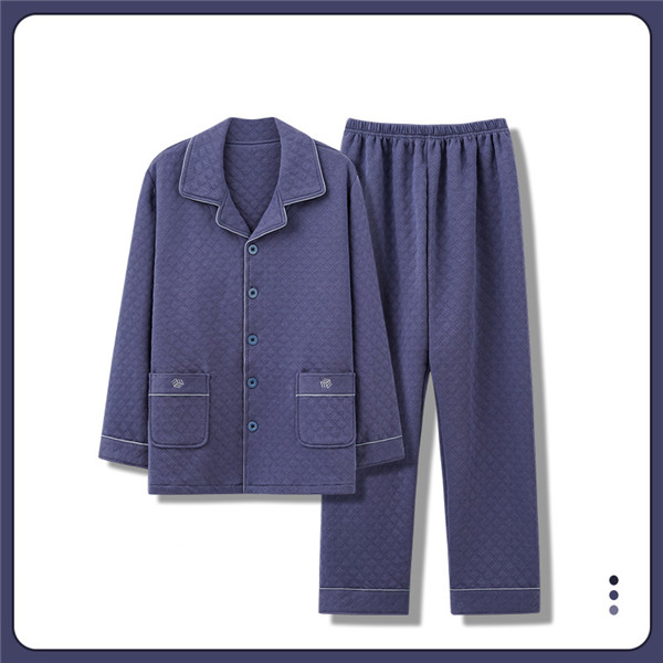 メンズ パジャマ キルトパジャマ 中綿 前開き ルームウェア セットアップ 襟付き 保温 部屋着 寝間着 長袖長ズボン チェック柄 秋冬 上下セット 