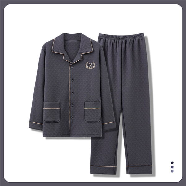 メンズ パジャマ キルトパジャマ 中綿 前開き ルームウェア セットアップ 襟付き 保温 部屋着 寝間着 長袖長ズボン チェック柄 秋冬 上下セット 