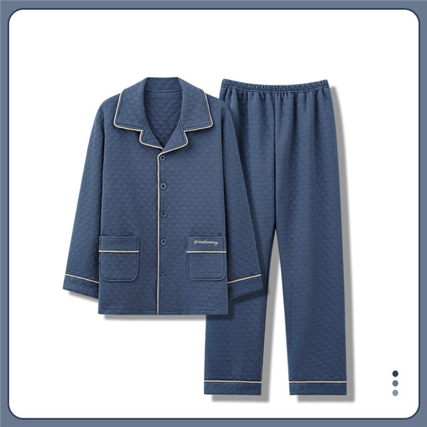 メンズ パジャマ キルトパジャマ 中綿 前開き ルームウェア セットアップ 襟付き 保温 部屋着 寝間着 長袖長ズボン チェック柄 秋冬 上下セット 