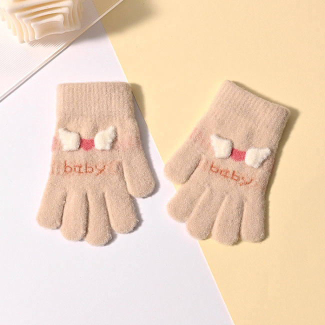 手袋 ニット 秋冬 保温 防寒 小学生 リボン 男の子 児童 子供用 お出かけ 女の子 通園 通学 自転車 男女兼用 キッズ 