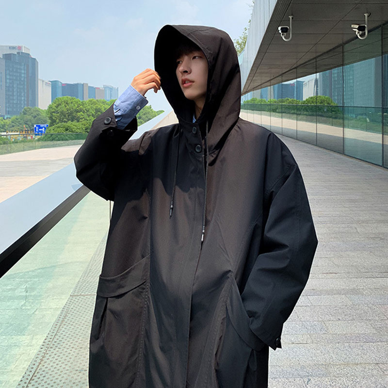 トレンチコート メンズ ロング丈ジャケット 無地 コート 春秋服 カッコイイ韓国風ライトアウター ビジネスコート 通勤 薄手 ゆったりアウター 
