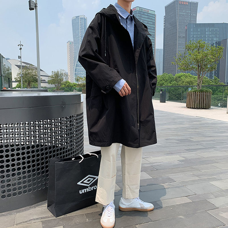 トレンチコート メンズ ロング丈ジャケット 無地 コート 春秋服 カッコイイ韓国風ライトアウター ビジネスコート 通勤 薄手 ゆったりアウター 