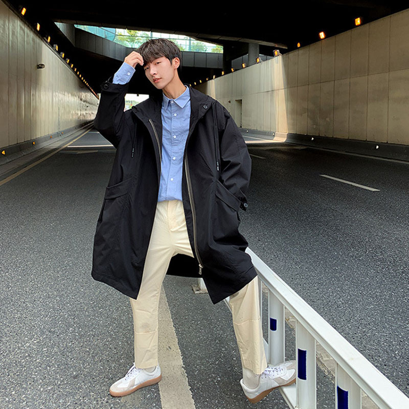 トレンチコート メンズ ロング丈ジャケット 無地 コート 春秋服 カッコイイ韓国風ライトアウター ビジネスコート 通勤 薄手 ゆったりアウター 