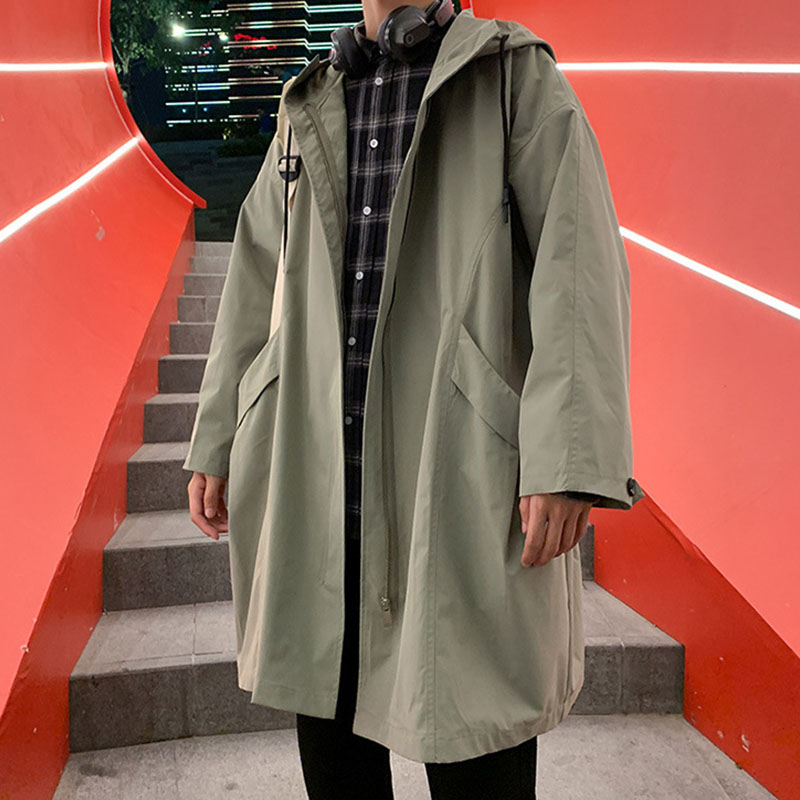 トレンチコート メンズ ロング丈ジャケット 無地 コート 春秋服 カッコイイ韓国風ライトアウター ビジネスコート 通勤 薄手 ゆったりアウター 