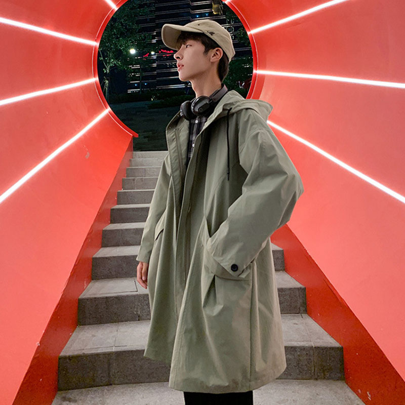 トレンチコート メンズ ロング丈ジャケット 無地 コート 春秋服 カッコイイ韓国風ライトアウター ビジネスコート 通勤 薄手 ゆったりアウター 