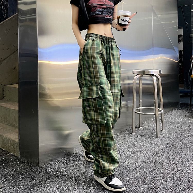 チェック柄 カーゴパンツ 韓国 ストリート HIPHOP 原宿系 パンク 衣装 ダンス Y2K K-POP レディース 