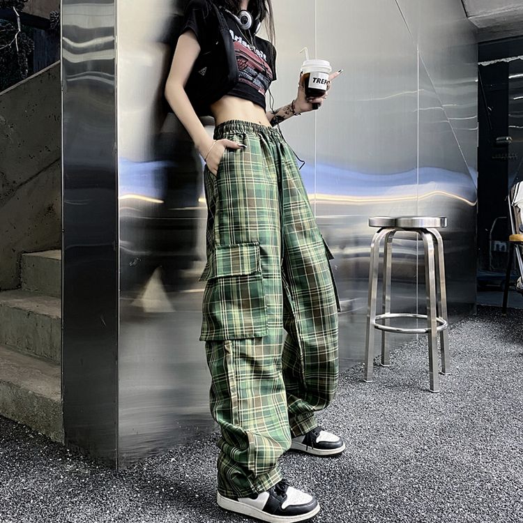 チェック柄 カーゴパンツ 韓国 ストリート HIPHOP 原宿系 パンク 衣装 ダンス Y2K K-POP レディース 