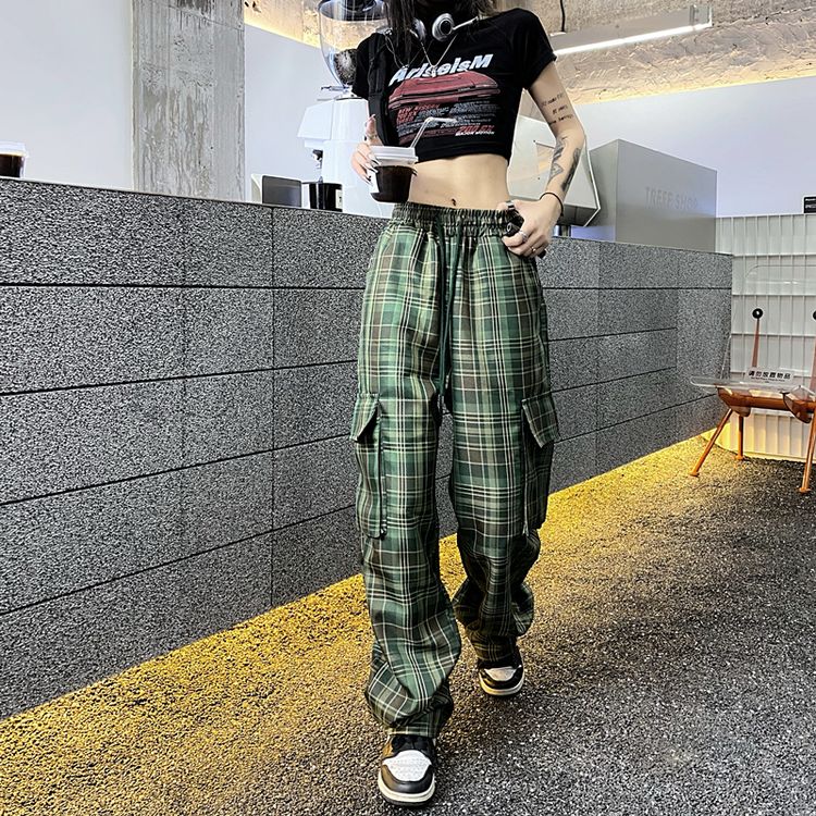 チェック柄 カーゴパンツ 韓国 ストリート HIPHOP 原宿系 パンク 衣装 ダンス Y2K K-POP レディース 