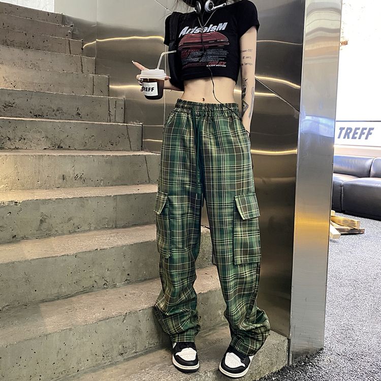 チェック柄 カーゴパンツ 韓国 ストリート HIPHOP 原宿系 パンク 衣装 ダンス Y2K K-POP レディース 