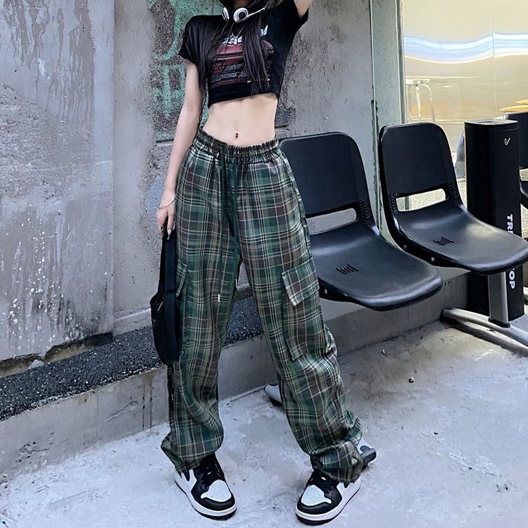 チェック柄 カーゴパンツ 韓国 ストリート HIPHOP 原宿系 パンク 衣装 ダンス Y2K K-POP レディース 