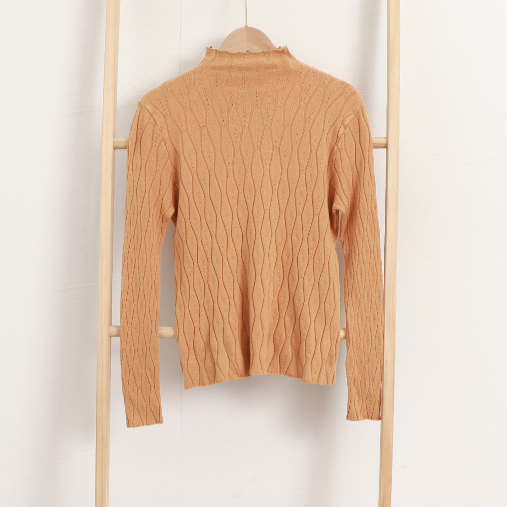 ニットトップス 秋冬プチハイネック 長袖 。可  