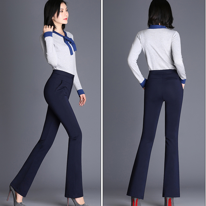 ブーツカット スラックス フォーマル 通勤 フレアパンツ ロング丈 コーデ 美尻 OL オフィス 着痩せ ストレッチ シルエット ハイウエスト 