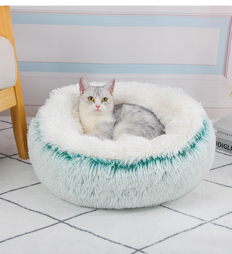 ふわもこラウンドベッド ペットベッド 小型犬 猫用 寝心地バツグン 柔らかい クッション 丸型 ペットソファ ふかふか あったか もこもこ 洗える 