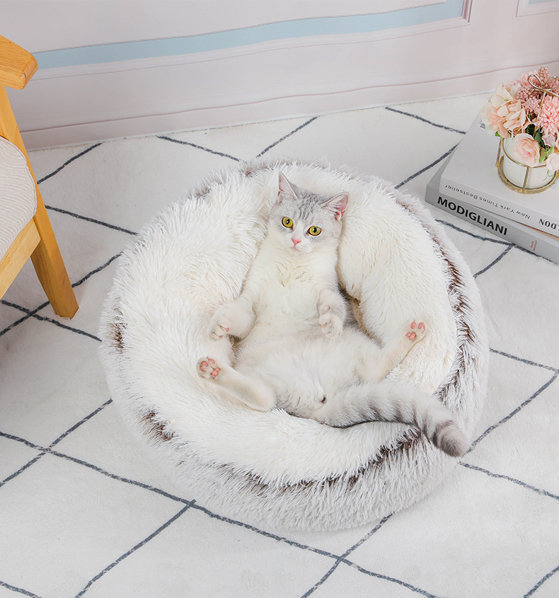 ふわもこラウンドベッド ペットベッド 小型犬 猫用 寝心地バツグン 柔らかい クッション 丸型 ペットソファ ふかふか あったか もこもこ 洗える 