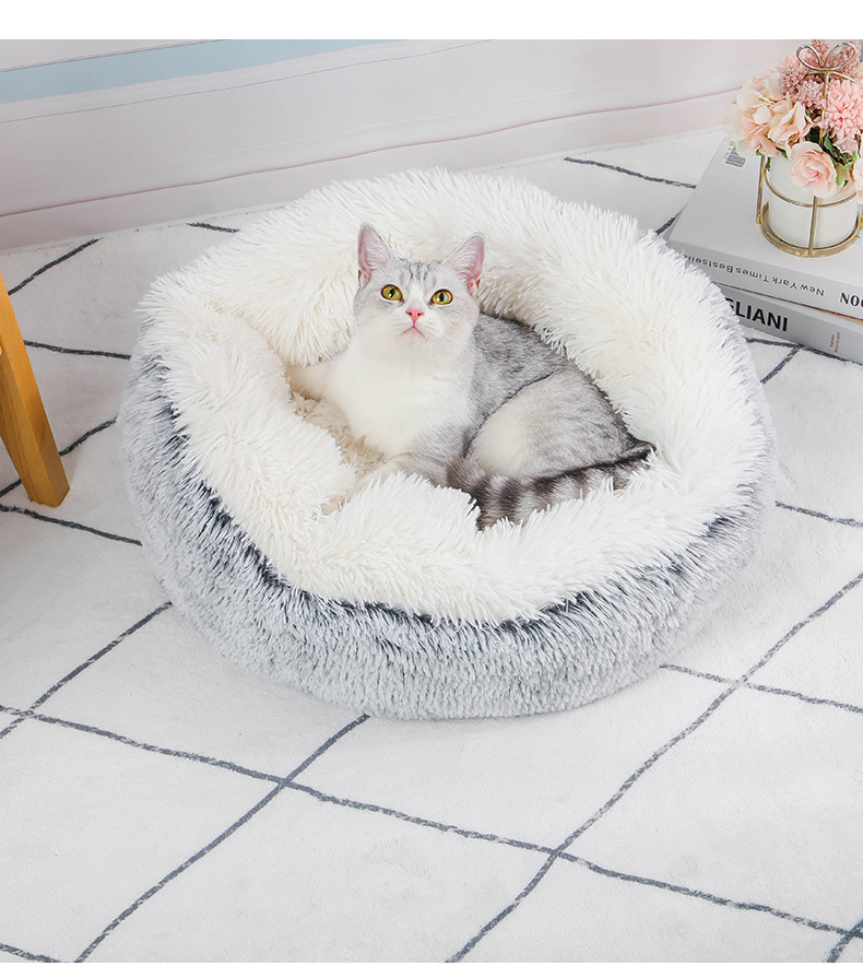 ふわもこラウンドベッド ペットベッド 小型犬 猫用 寝心地バツグン 柔らかい クッション 丸型 ペットソファ ふかふか あったか もこもこ 洗える 