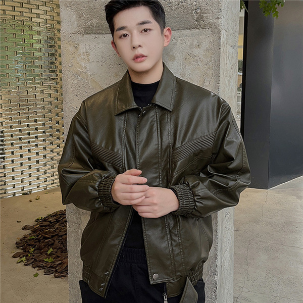 ライダースジャケット メンズ レザージャケット バイク用 革ジャン 折襟 秋冬服 裏起毛 あたたっか 保温 無地 ジップアップ 暖かいコート 