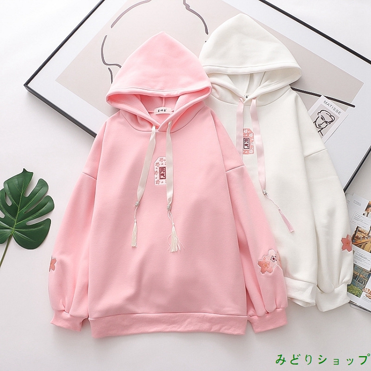 裏起毛 裏ボア さくら 桜 フリンジ 長袖 森ガール レディース 