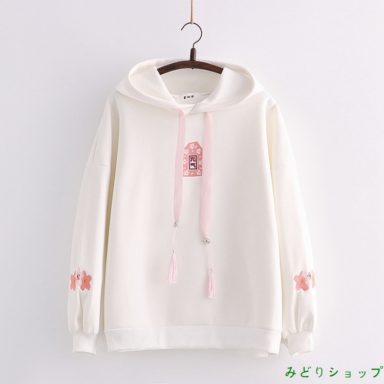 裏起毛 裏ボア さくら 桜 フリンジ 長袖 森ガール レディース 