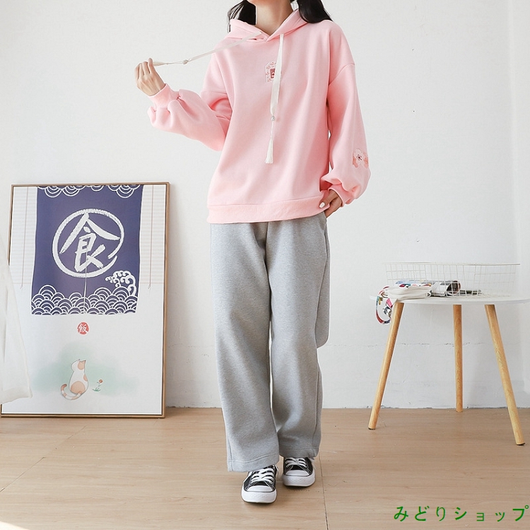 裏起毛 裏ボア さくら 桜 フリンジ 長袖 森ガール レディース 