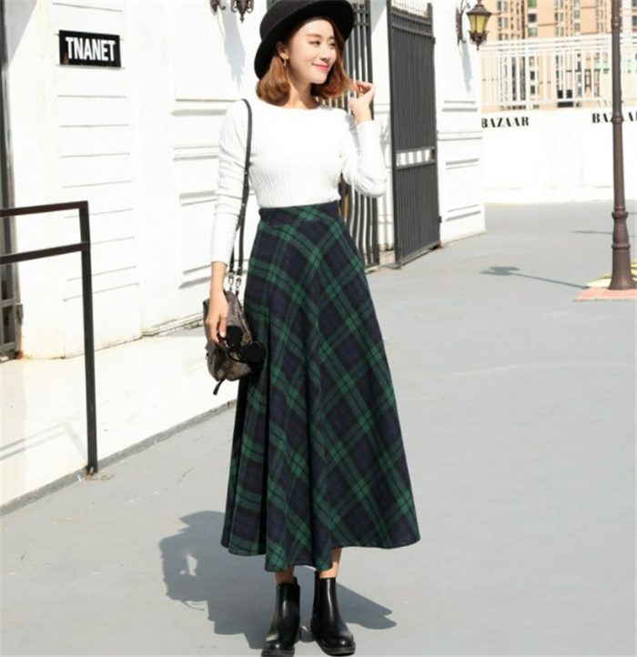 スカート レディース Aライン 厚手 ロング スカート ロング丈 チェック柄 大きいサイズ 冬 フレアスカート きれいめ カジュアル 秋 暖かい レディース 