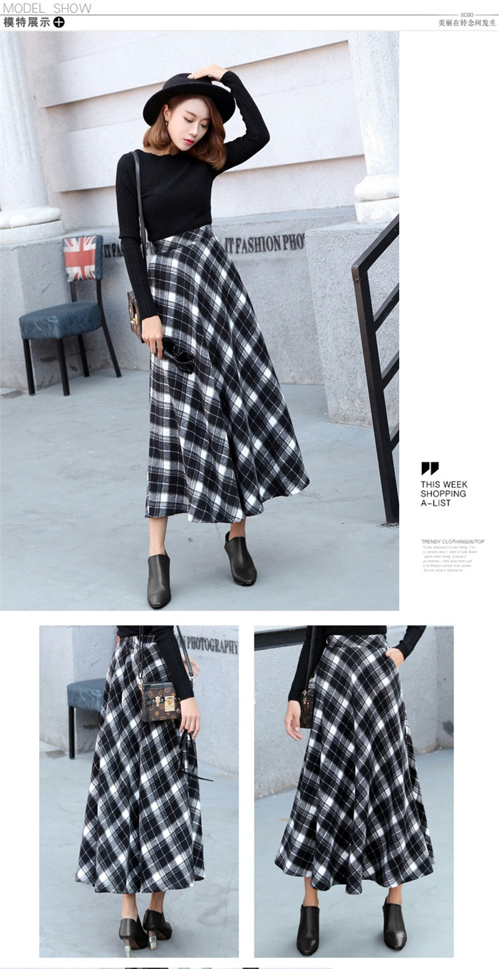 スカート レディース Aライン 厚手 ロング スカート ロング丈 チェック柄 大きいサイズ 冬 フレアスカート きれいめ カジュアル 秋 暖かい レディース 