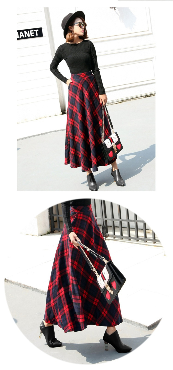 スカート レディース Aライン 厚手 ロング スカート ロング丈 チェック柄 大きいサイズ 冬 フレアスカート きれいめ カジュアル 秋 暖かい レディース 