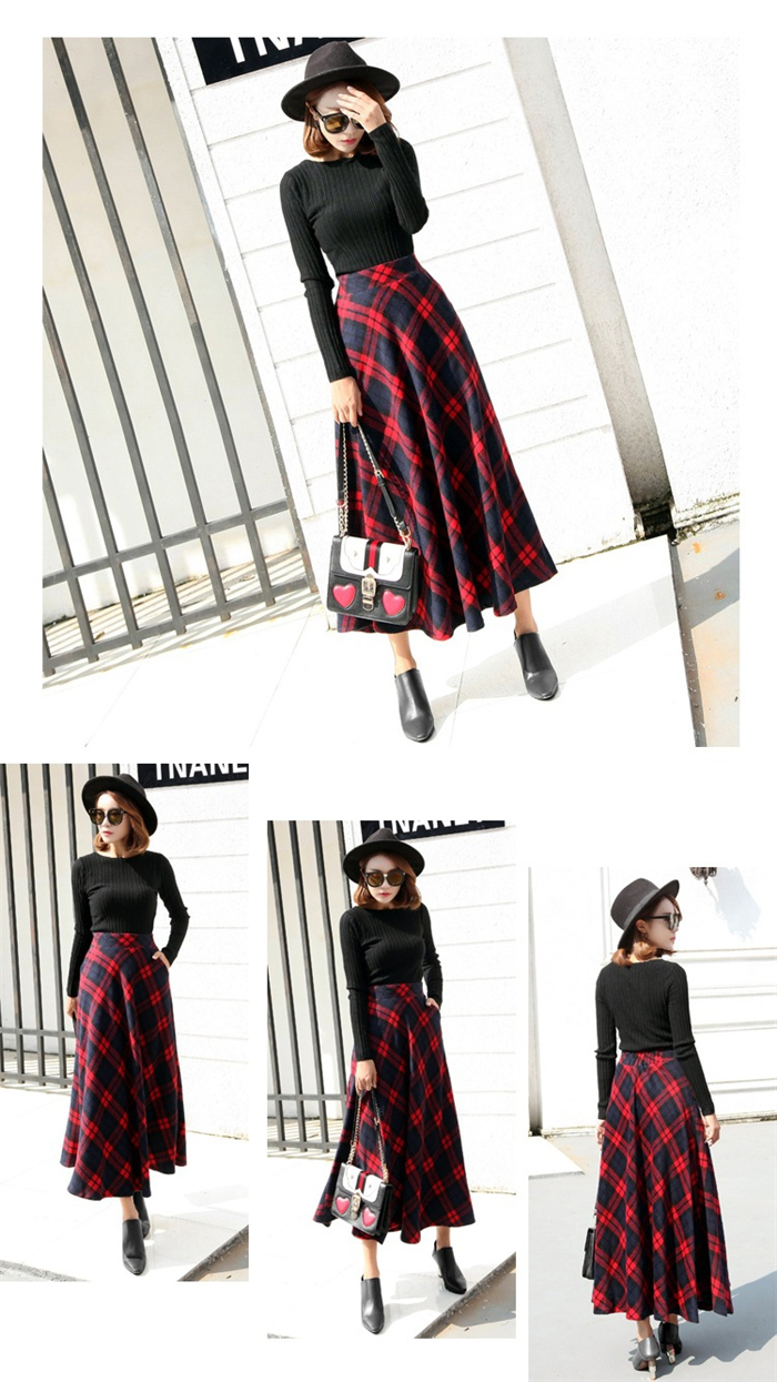 スカート レディース Aライン 厚手 ロング スカート ロング丈 チェック柄 大きいサイズ 冬 フレアスカート きれいめ カジュアル 秋 暖かい レディース 