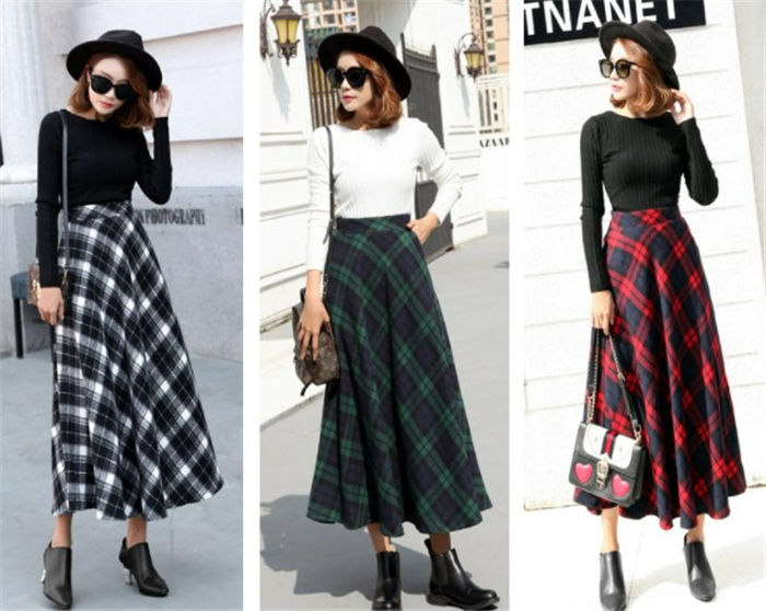 スカート レディース Aライン 厚手 ロング スカート ロング丈 チェック柄 大きいサイズ 冬 フレアスカート きれいめ カジュアル 秋 暖かい レディース 