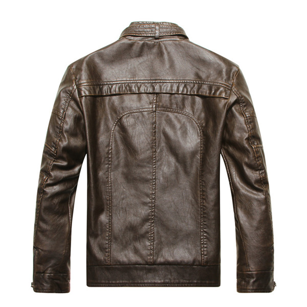 ライダースジャケット メンズ レザージャケット バイク用 革ジャン 立ち襟 暖かいコート ジップアップ 無地 秋冬服 あたたっか 保温 裏起毛 