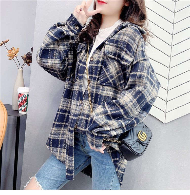 お取り寄せ商品 シャツ レディース オーバーシャツ 長袖 2M-2XL コットン トップス 棉 コートゆったり ビッグシャツ チェックシャツ 大きいサイズ対応 